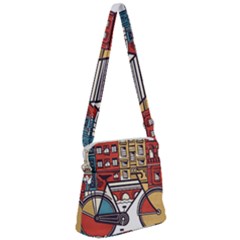 Amsterdam Graphic Design Poster Illustration Zipper Messenger Bag by 99art