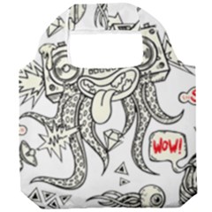 Drawing Clip Art Hand Painted Abstract Creative Space Squid Radio Foldable Grocery Recycle Bag by 99art