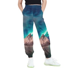 Amazing Aurora Borealis Colors Kids  Elastic Waist Pants by B30l