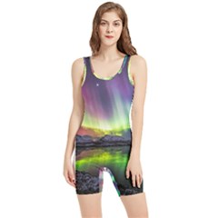 Aurora Borealis Polar Northern Lights Natural Phenomenon North Night Mountains Women s Wrestling Singlet by B30l