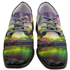 Aurora Borealis Polar Northern Lights Natural Phenomenon North Night Mountains Women Heeled Oxford Shoes by B30l