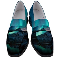 Aurora Borealis Mountain Reflection Women s Chunky Heel Loafers by B30l