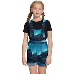 Aurora Borealis Mountain Reflection Kids  Short Overalls by B30l