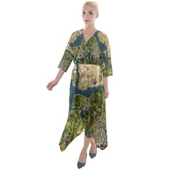 Map Illustration Gta Quarter Sleeve Wrap Front Maxi Dress by B30l