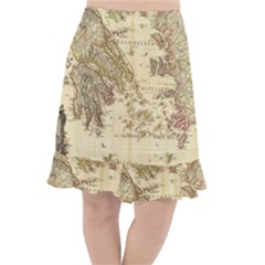 Map Of Greece Archipelago Fishtail Chiffon Skirt by B30l