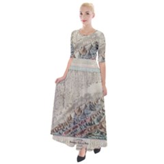 Mountain View Mountain Top Infographics Map Half Sleeves Maxi Dress by B30l