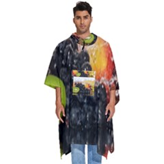 Variety Of Fruit Water Berry Food Splash Kiwi Grape Men s Hooded Rain Ponchos by B30l