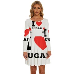 I Love Sugar  Long Sleeve Wide Neck Velvet Dress by ilovewhateva