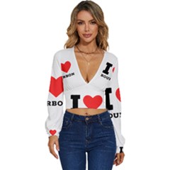 I Love Bourbon  Long Sleeve Deep-v Velour Top by ilovewhateva