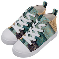 Gold Pattern Texture Golden Ornament Kids  Mid-top Canvas Sneakers by danenraven