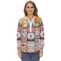 Pattern Texture Multi Colored Variation Zip Up Long Sleeve Blouse View1