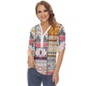 Pattern Texture Multi Colored Variation Zip Up Long Sleeve Blouse View2