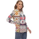 Pattern Texture Multi Colored Variation Zip Up Long Sleeve Blouse View3