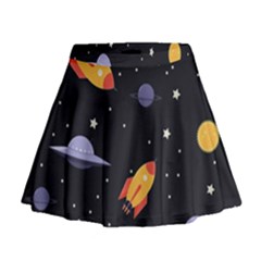 Cosmos Rockets Spaceships Ufos Mini Flare Skirt by Cowasu