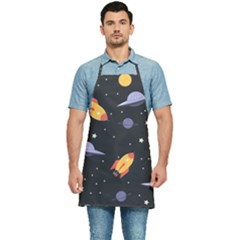 Cosmos Rockets Spaceships Ufos Kitchen Apron by Cowasu