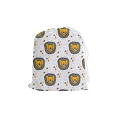 Lion Heads Pattern Design Doodle Drawstring Pouch (medium) by Cowasu