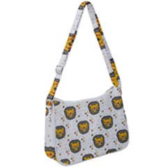 Lion Heads Pattern Design Doodle Zip Up Shoulder Bag by Cowasu