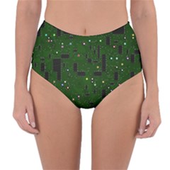 Circuit Board Conductor Tracks Reversible High-waist Bikini Bottoms by Cowasu