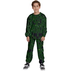 Circuit Board Conductor Tracks Kids  Sweatshirt Set by Cowasu