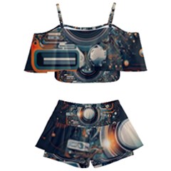 Illustrations Technology Robot Internet Processor Kids  Off Shoulder Skirt Bikini by Cowasu