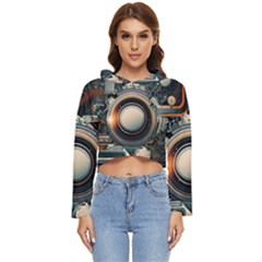 Illustrations Technology Robot Internet Processor Women s Lightweight Cropped Hoodie by Cowasu