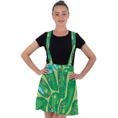 Golf Course Par Golf Course Green Velvet Suspender Skater Skirt by Cowasu