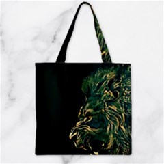 Angry Male Lion Zipper Grocery Tote Bag by Cowasu