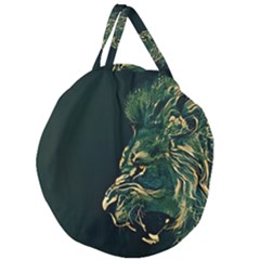 Angry Male Lion Giant Round Zipper Tote by Cowasu