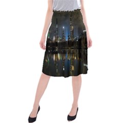 New York Night Central Park Skyscrapers Skyline Midi Beach Skirt by Cowasu