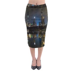 New York Night Central Park Skyscrapers Skyline Midi Pencil Skirt by Cowasu