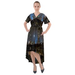 New York Night Central Park Skyscrapers Skyline Front Wrap High Low Dress by Cowasu