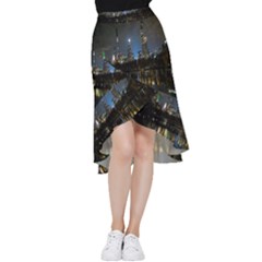 New York Night Central Park Skyscrapers Skyline Frill Hi Low Chiffon Skirt by Cowasu