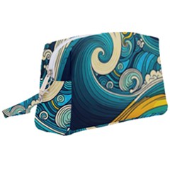 Waves Wave Ocean Sea Abstract Whimsical Abstract Art Wristlet Pouch Bag (large) by Cowasu