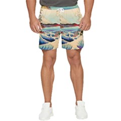 Wave Japanese Mount Fuji Woodblock Print Ocean Men s Runner Shorts by Cowasu