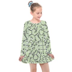 Multicolored Chemical Bond Illustration Chemistry Formula Science Kids  Long Sleeve Dress by Cowasu