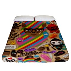 Multicolored Doodle Art Wallpaper Fitted Sheet (queen Size) by Cowasu