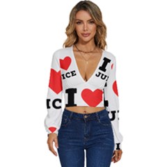 I Love Juice Long Sleeve Deep-v Velour Top by ilovewhateva