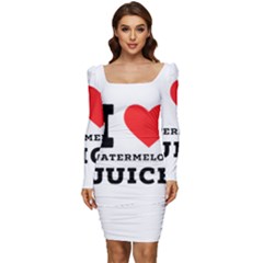 I Love Watermelon Juice Women Long Sleeve Ruched Stretch Jersey Dress by ilovewhateva