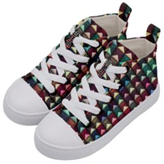 Diamond Geometric Square Design Pattern Kids  Mid-top Canvas Sneakers by Bangk1t