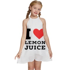 I Love Lemon Juice Kids  Halter Collar Waist Tie Chiffon Dress by ilovewhateva