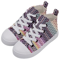 Triangle Stripes Texture Pattern Kids  Mid-top Canvas Sneakers by Bangk1t