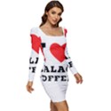 I love galao coffee Women Long Sleeve Ruched Stretch Jersey Dress View2