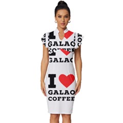 I Love Galao Coffee Vintage Frill Sleeve V-neck Bodycon Dress by ilovewhateva