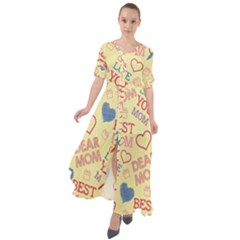 Love Mom Happy Mothers Day I Love Mom Graphic Pattern Waist Tie Boho Maxi Dress by Ravend