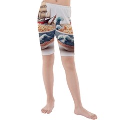 Noodles Pirate Chinese Food Food Kids  Mid Length Swim Shorts by Ndabl3x