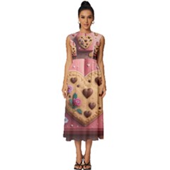 Cookies Valentine Heart Holiday Gift Love Sleeveless Round Neck Midi Dress by Ndabl3x