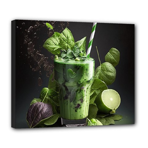 Drink Spinach Smooth Apple Ginger Deluxe Canvas 24  X 20  (stretched) by Ndabl3x