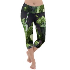 Drink Spinach Smooth Apple Ginger Lightweight Velour Capri Yoga Leggings by Ndabl3x