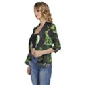 Drink Spinach Smooth Apple Ginger Women s 3/4 Sleeve Ruffle Edge Open Front Jacket View2