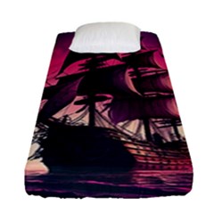 Ship Pirate Adventure Landscape Ocean Sun Heaven Fitted Sheet (single Size) by Ndabl3x